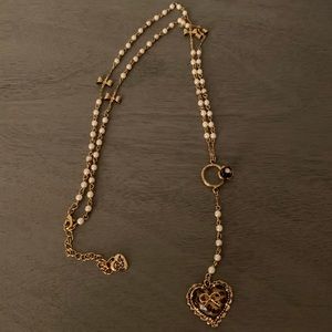 Betsey Johnson Leopard Heart Drop Necklace